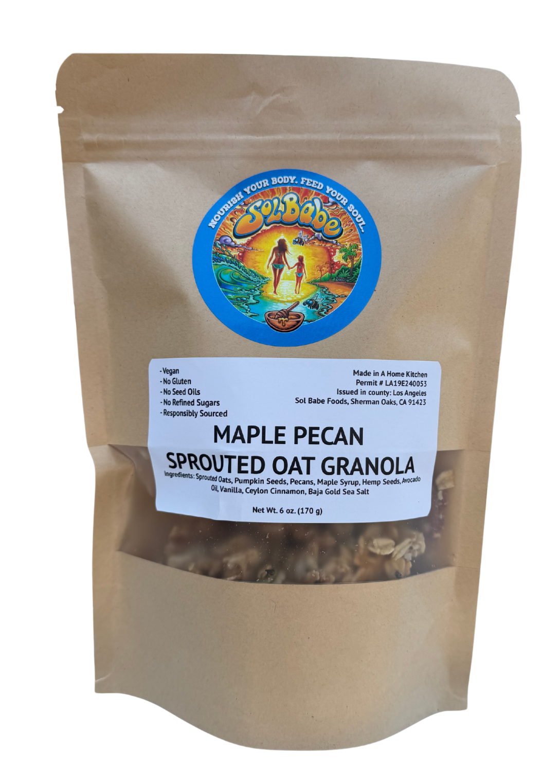 Sol Babe Maple Pecan Sprouted Oat Granola - Organic, Gluten-Free, Vegan