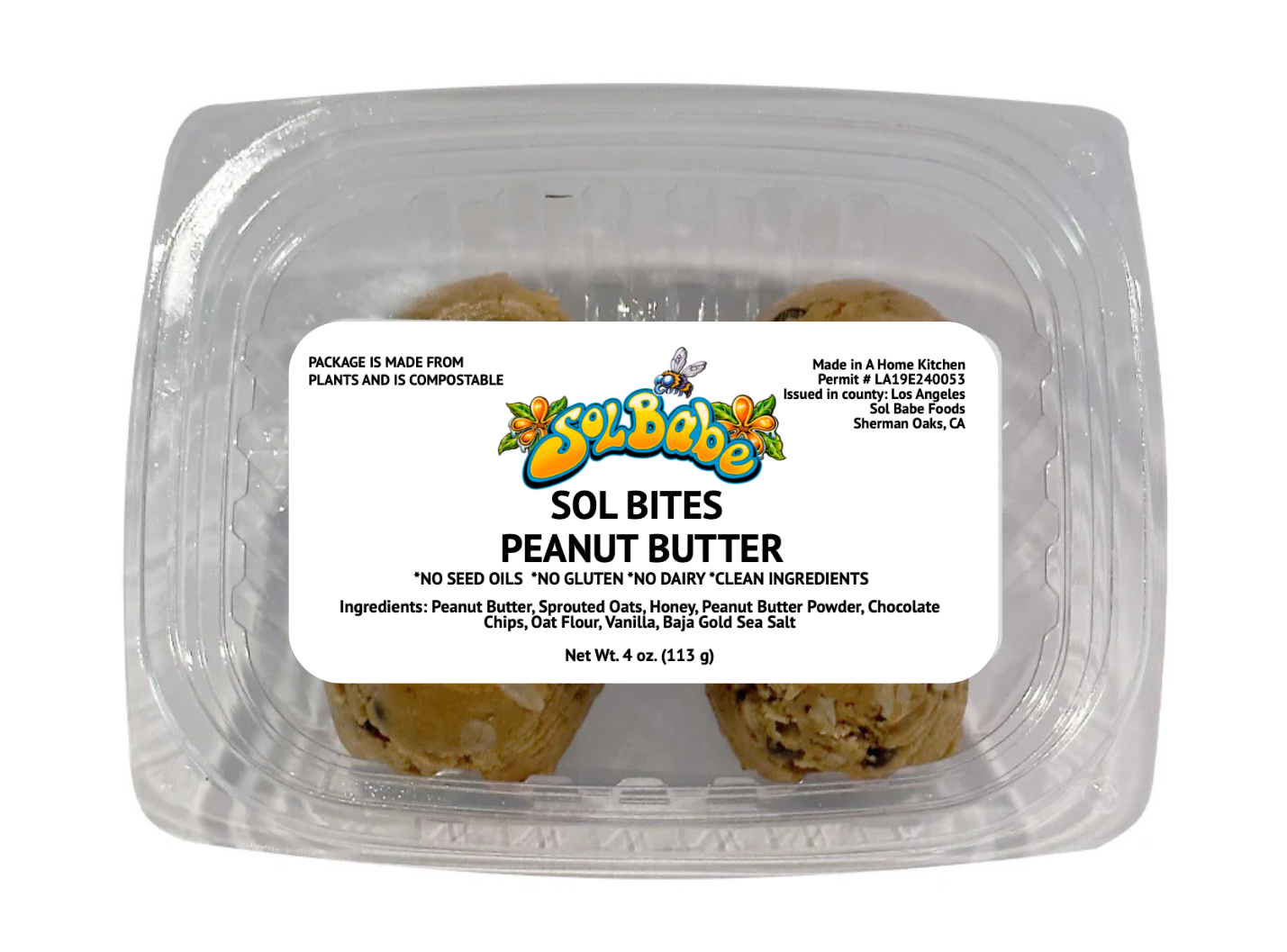 Sol Bites Peanut Butter - Organic, Gluten-Free, No Seed Oils