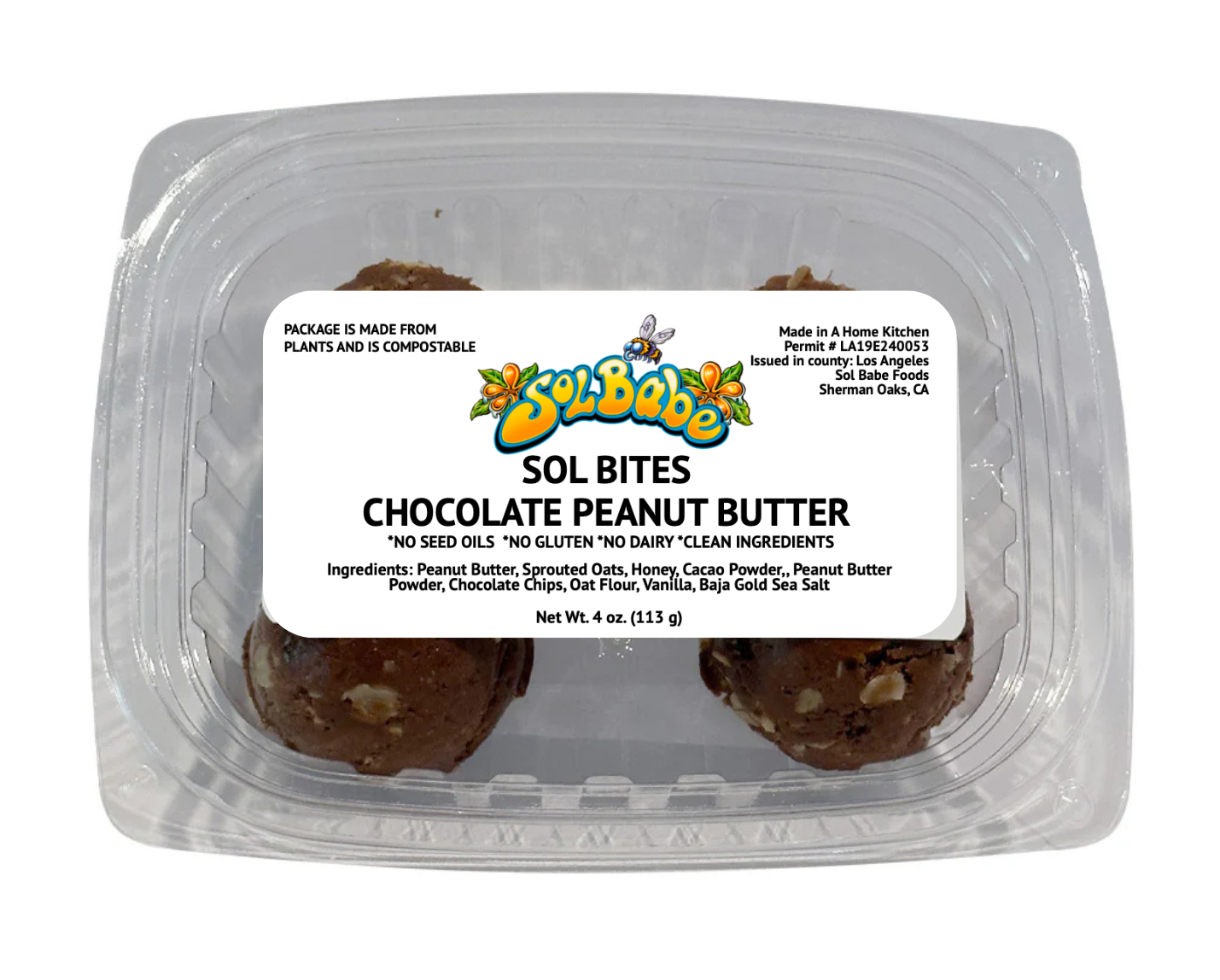 Sol Bites Chocolate Peanut Butter - Organic, Gluten-Free, No Seed Oils