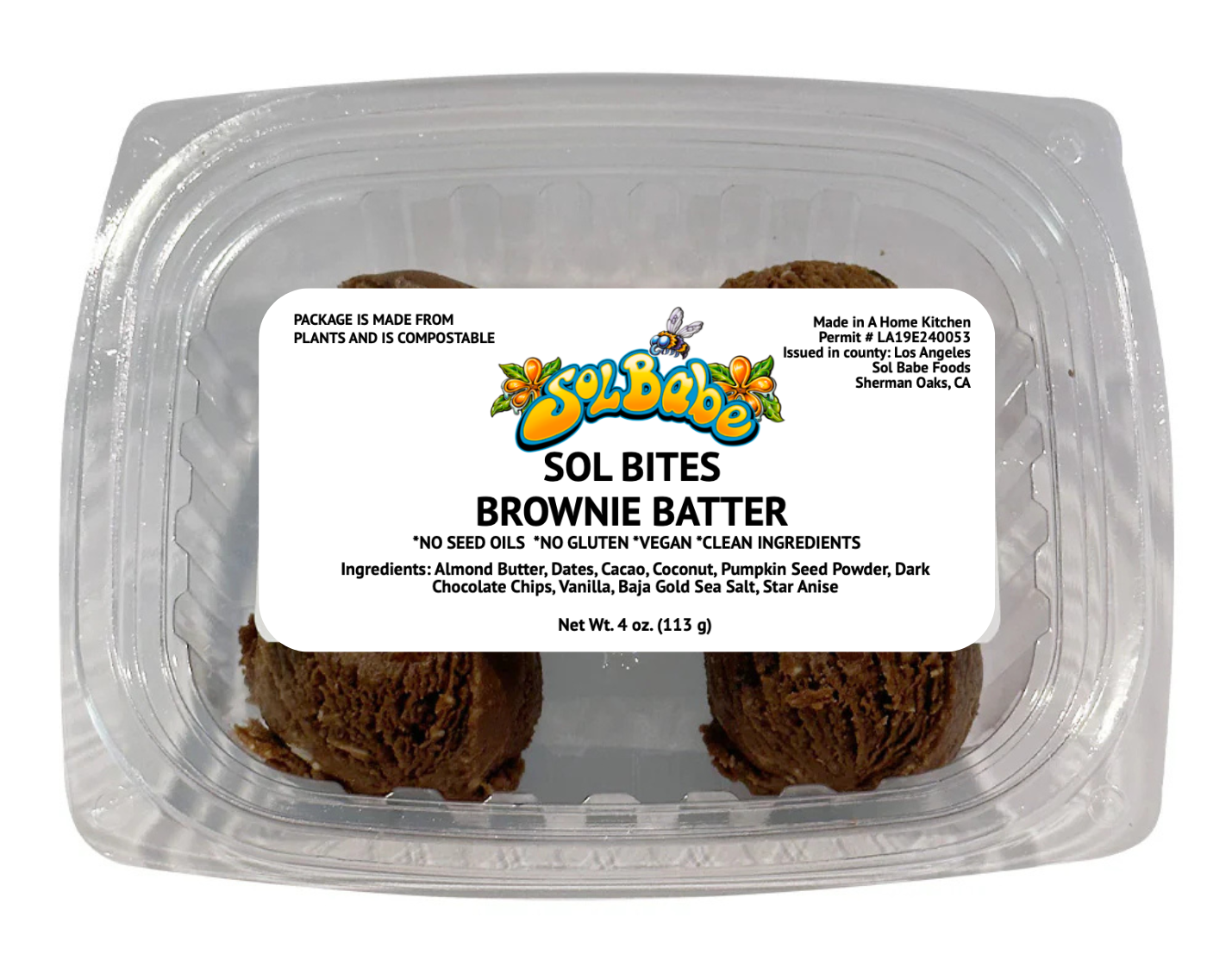 Sol Bites Brownie Batter - Organic, Gluten-Free, Vegan, No Seed Oils