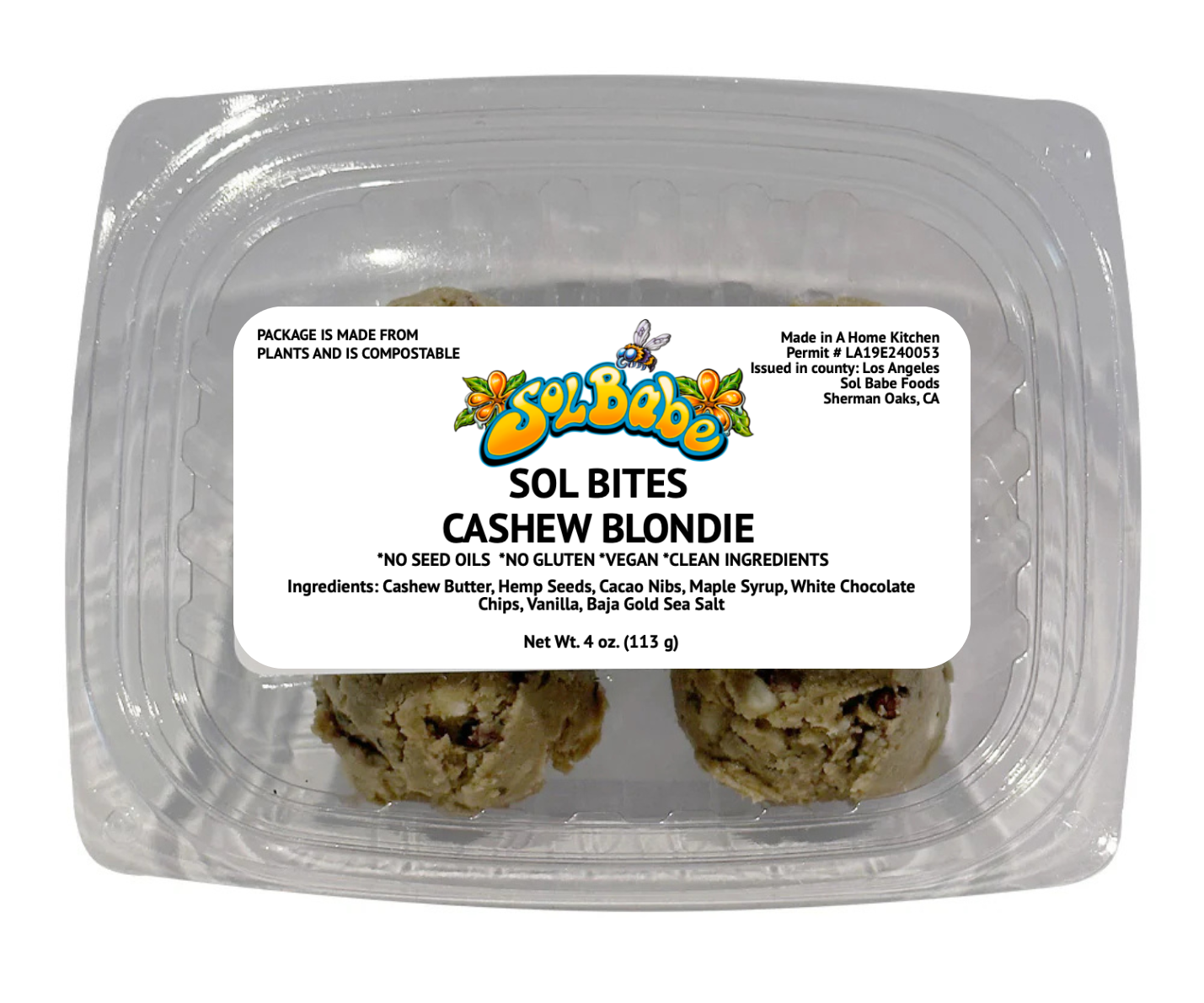 Sol Bites Cashew Blondie - Organic, Gluten-Free, Vegan, No Seed Oils
