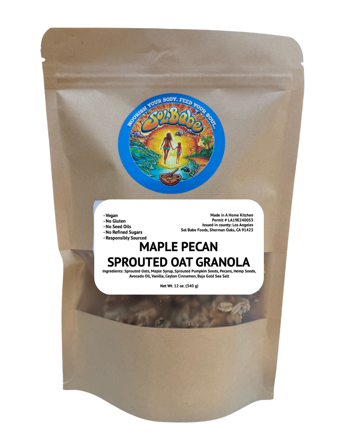 Sol Babe Maple Pecan Sprouted Oat Granola - Organic, Gluten-Free, Vegan
