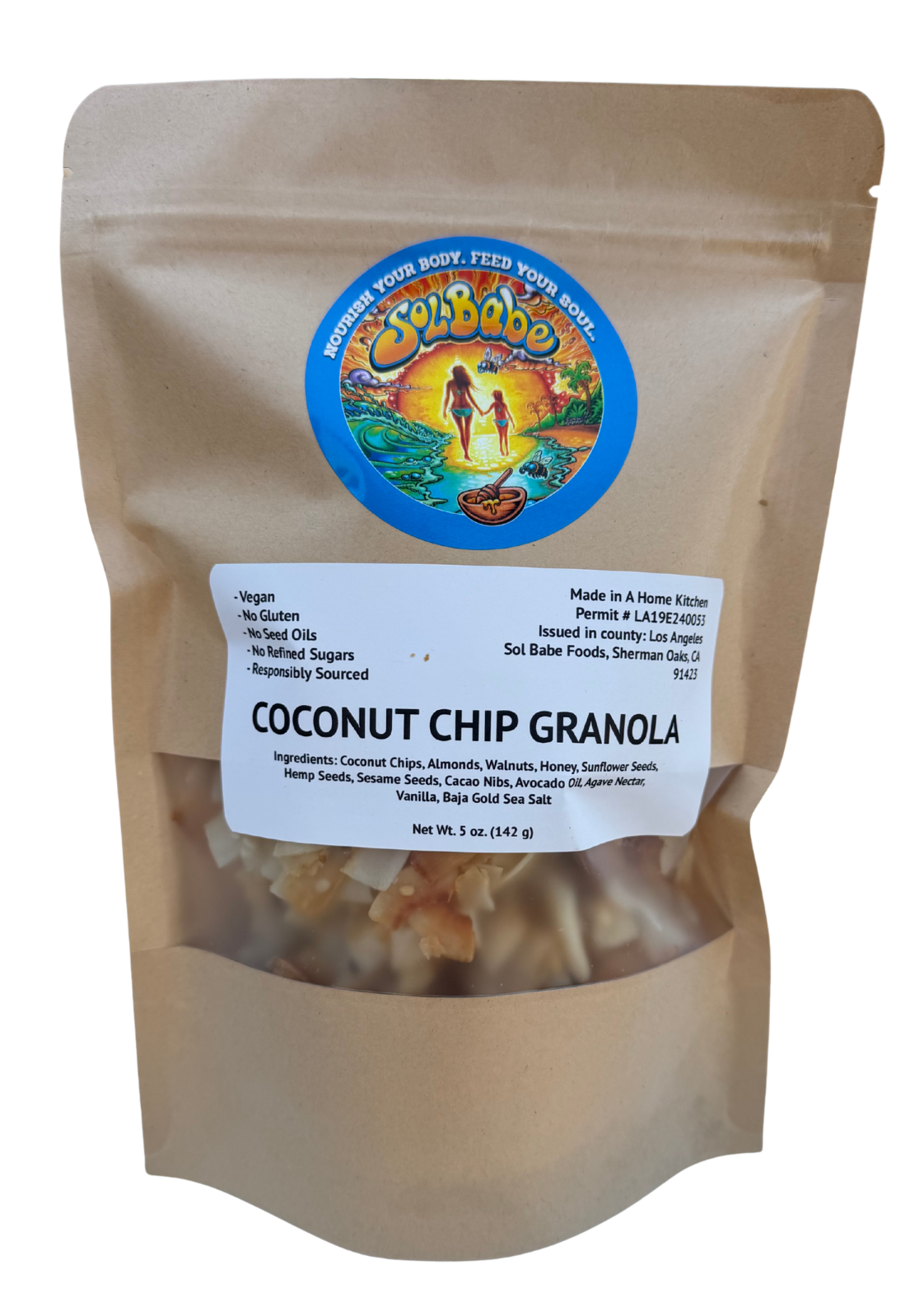 Sol Babe Coconut Chip Granola - Organic, Gluten-Free, No Refined Sugar