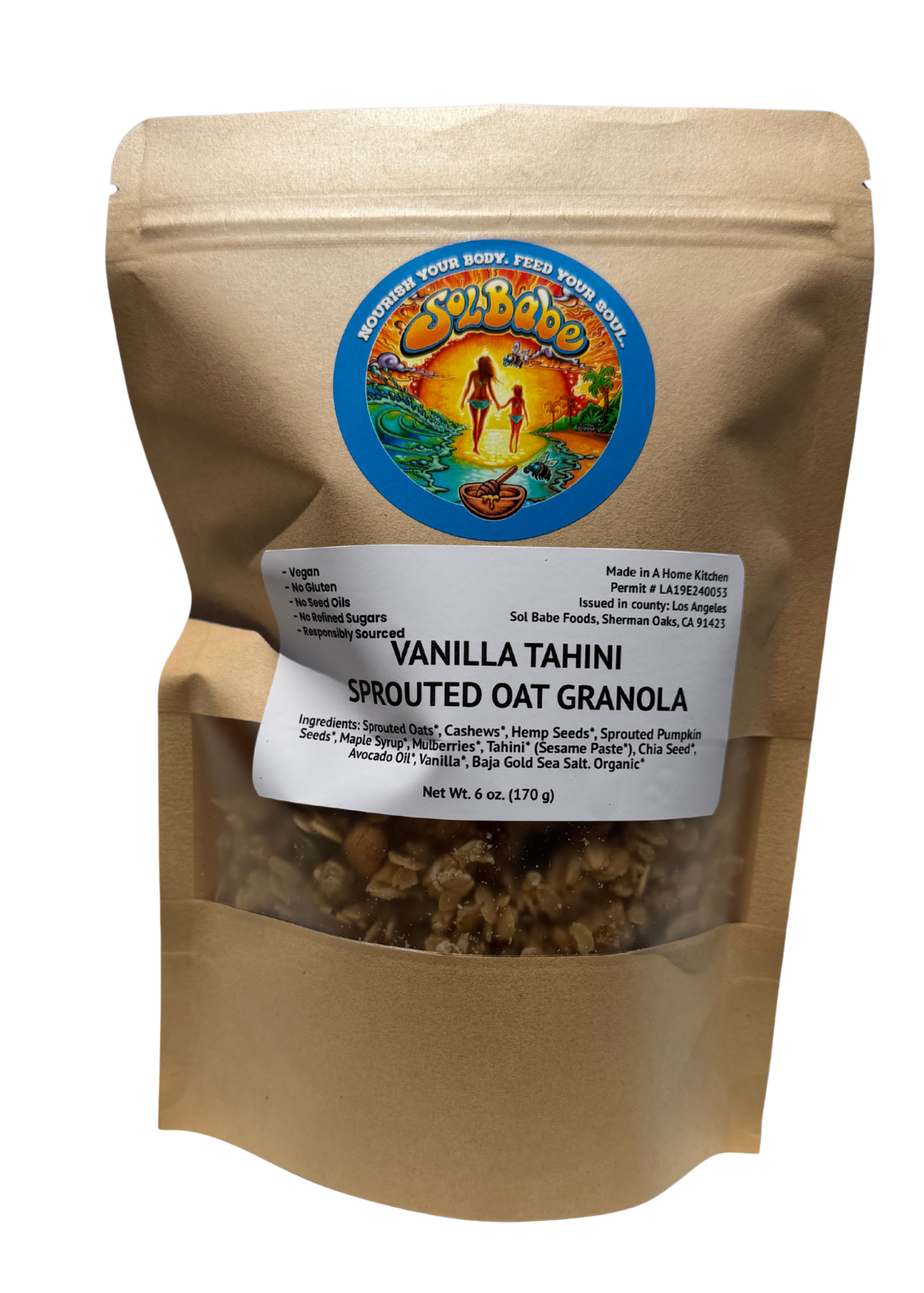 SEASONAL* Sol Babe Vanilla Tahini Sprouted Oat Granola - Organic, Gluten-Free, Vegan