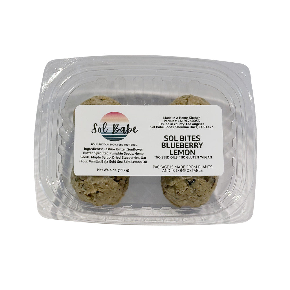 Sol Bites Blueberry Lemon - Organic, Gluten-Free, Vegan,No Seed Oils, No Refined Sugar